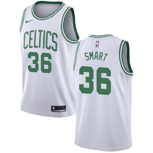 Men's Adidas Boston Celtics #36 Marcus Smart Authentic White Home NBA Jersey