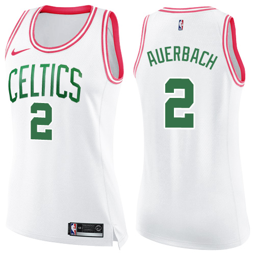 Women's Nike Boston Celtics #2 Red Auerbach Swingman White/Pink Fashion NBA Jersey