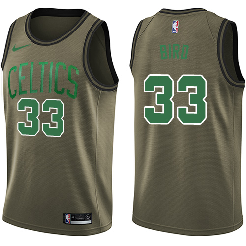 Men's Nike Boston Celtics #33 Larry Bird Swingman Green Salute to Service NBA Jersey