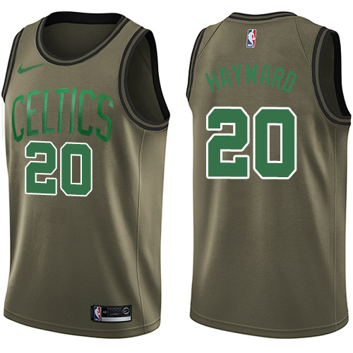 Men's Nike Boston Celtics #20 Gordon Hayward Swingman Green Salute to Service NBA Jersey
