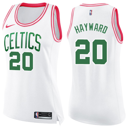 Women's Nike Boston Celtics #20 Gordon Hayward Swingman White/Pink Fashion NBA Jersey