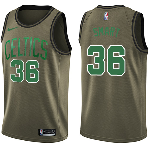 Men's Nike Boston Celtics #36 Marcus Smart Swingman Green Salute to Service NBA Jersey
