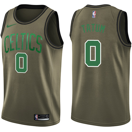 Youth Nike Boston Celtics #0 Jayson Tatum Swingman Green Salute to Service NBA Jersey