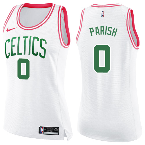 Women's Nike Boston Celtics #0 Robert Parish Swingman White/Pink Fashion NBA Jersey