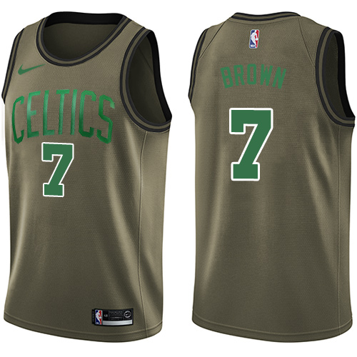 Men's Nike Boston Celtics #7 Jaylen Brown Swingman Green Salute to Service NBA Jersey