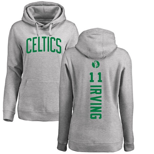 NBA Women's Nike Boston Celtics #11 Kyrie Irving Ash Backer Pullover Hoodie