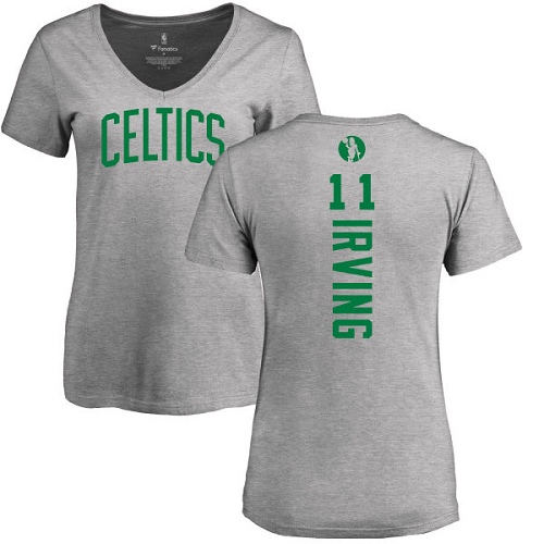 NBA Women's Nike Boston Celtics #11 Kyrie Irving Ash Backer T-Shirt
