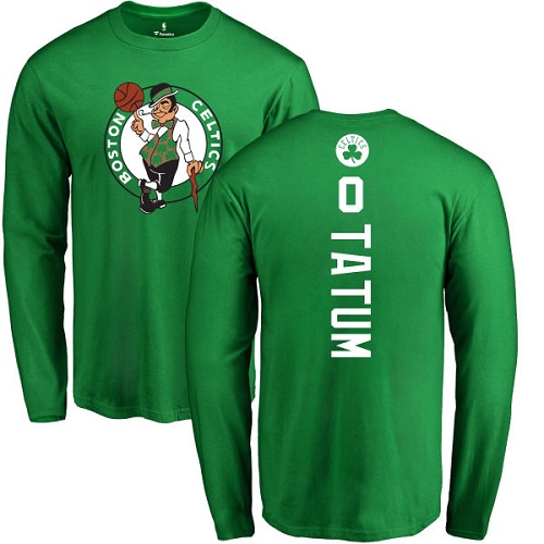 NBA Nike Boston Celtics #0 Jayson Tatum Kelly Green Backer Long Sleeve T-Shirt
