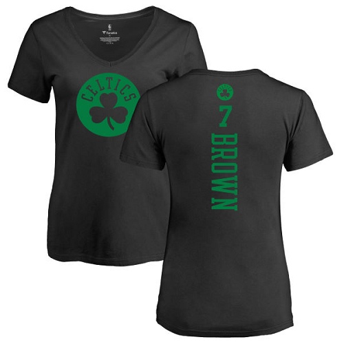 NBA Women's Nike Boston Celtics #7 Jaylen Brown Black One Color Backer Slim-Fit V-Neck T-Shirt