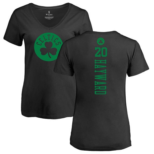 NBA Women's Nike Boston Celtics #20 Gordon Hayward Black One Color Backer Slim-Fit V-Neck T-Shirt