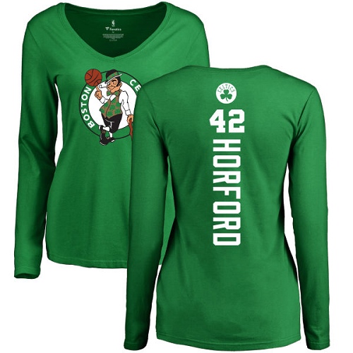 NBA Women's Nike Boston Celtics #42 Al Horford Kelly Green Backer V-Neck Long Sleeve T-Shirt