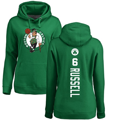 NBA Women's Nike Boston Celtics #6 Bill Russell Kelly Green Backer Pullover Hoodie