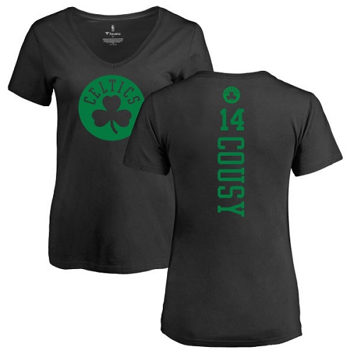 NBA Women's Nike Boston Celtics #14 Bob Cousy Black One Color Backer Slim-Fit V-Neck T-Shirt
