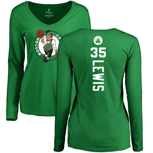 NBA Women's Nike Boston Celtics #35 Reggie Lewis Kelly Green Backer V-Neck Long Sleeve T-Shirt
