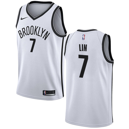 Men's Adidas Brooklyn Nets #7 Jeremy Lin Authentic White Home NBA Jersey
