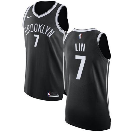 Youth Nike Brooklyn Nets #7 Jeremy Lin Authentic Black Road NBA Jersey - Icon Edition