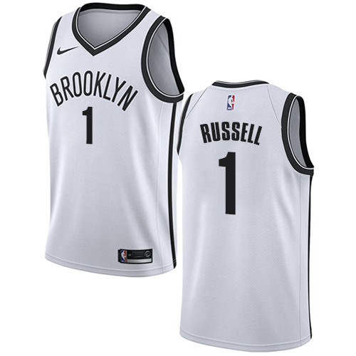 Men's Adidas Brooklyn Nets #1 D'Angelo Russell Authentic White Home NBA Jersey