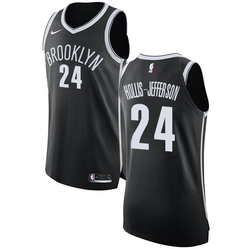 Men's Nike Brooklyn Nets #24 Rondae Hollis-Jefferson Authentic Black Road NBA Jersey - Icon Edition