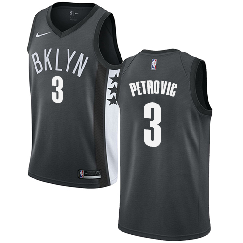 Men's Adidas Brooklyn Nets #3 Drazen Petrovic Swingman Gray Alternate NBA Jersey