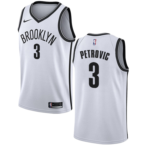 Men's Adidas Brooklyn Nets #3 Drazen Petrovic Swingman White Home NBA Jersey