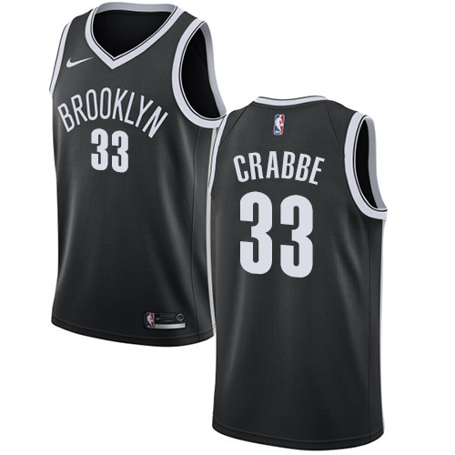 Men's Nike Brooklyn Nets #33 Allen Crabbe Swingman Black Road NBA Jersey - Icon Edition