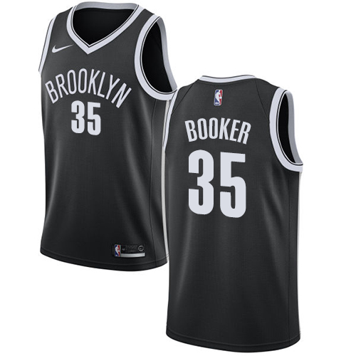 Men's Nike Brooklyn Nets #35 Trevor Booker Swingman Black Road NBA Jersey - Icon Edition