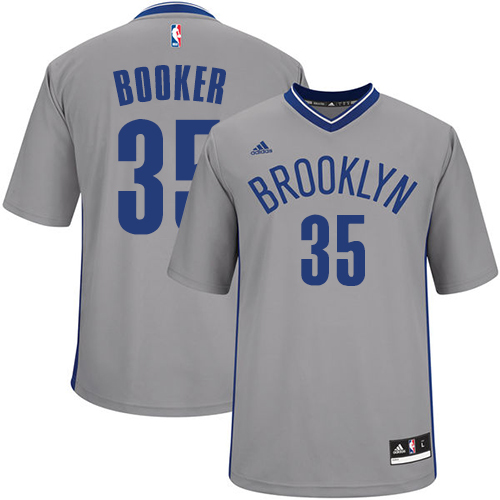 Men's Adidas Brooklyn Nets #35 Trevor Booker Swingman Gray Alternate NBA Jersey