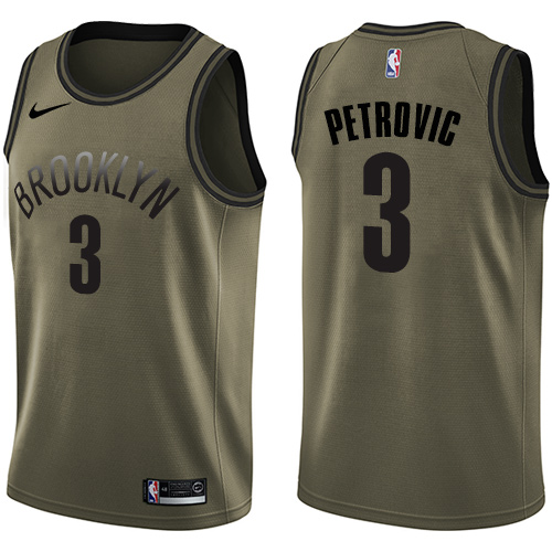 Men's Nike Brooklyn Nets #3 Drazen Petrovic Swingman Green Salute to Service NBA Jersey