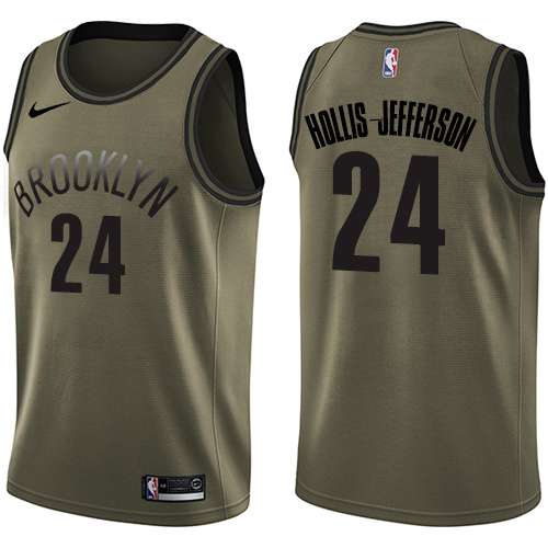 Youth Nike Brooklyn Nets #24 Rondae Hollis-Jefferson Swingman Green Salute to Service NBA Jersey