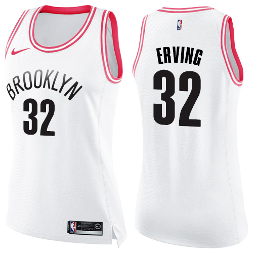 Women's Nike Brooklyn Nets #32 Julius Erving Swingman White/Pink Fashion NBA Jersey