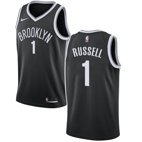 Youth Nike Brooklyn Nets #1 D'Angelo Russell Swingman Black Road NBA Jersey - Icon Edition