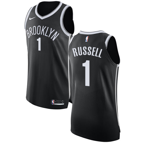 Women's Nike Brooklyn Nets #1 D'Angelo Russell Authentic Black Road NBA Jersey - Icon Edition