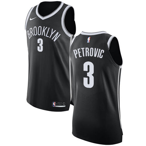 Youth Nike Brooklyn Nets #3 Drazen Petrovic Authentic Black Road NBA Jersey - Icon Edition