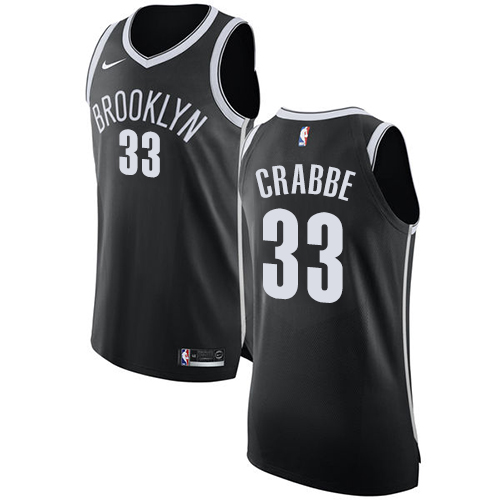 Youth Nike Brooklyn Nets #33 Allen Crabbe Authentic Black Road NBA Jersey - Icon Edition