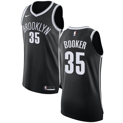 Youth Nike Brooklyn Nets #35 Trevor Booker Authentic Black Road NBA Jersey - Icon Edition
