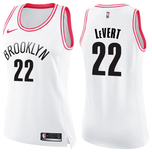 Women's Nike Brooklyn Nets #22 Caris LeVert Swingman White/Pink Fashion NBA Jersey