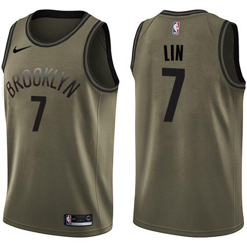 Youth Nike Brooklyn Nets #7 Jeremy Lin Swingman Green Salute to Service NBA Jersey