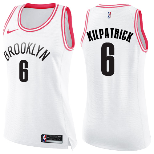Women's Nike Brooklyn Nets #6 Sean Kilpatrick Swingman White/Pink Fashion NBA Jersey