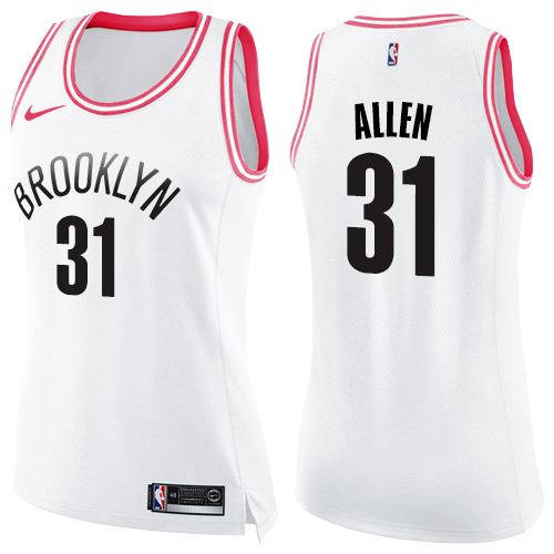 Women's Nike Brooklyn Nets #31 Jarrett Allen Swingman White/Pink Fashion NBA Jersey