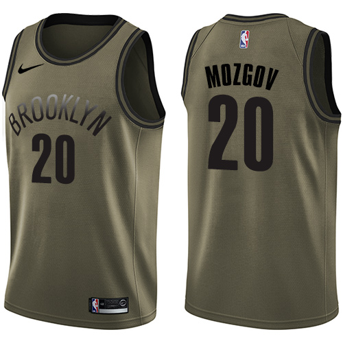 Men's Nike Brooklyn Nets #20 Timofey Mozgov Swingman Green Salute to Service NBA Jersey