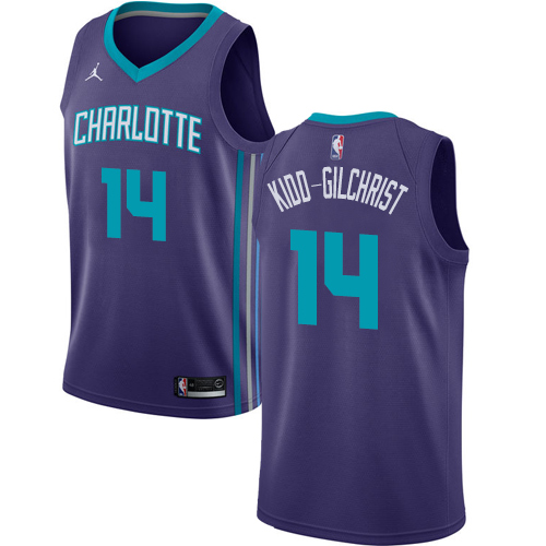 Men's Nike Jordan Charlotte Hornets #14 Michael Kidd-Gilchrist Authentic Purple NBA Jersey Statement Edition