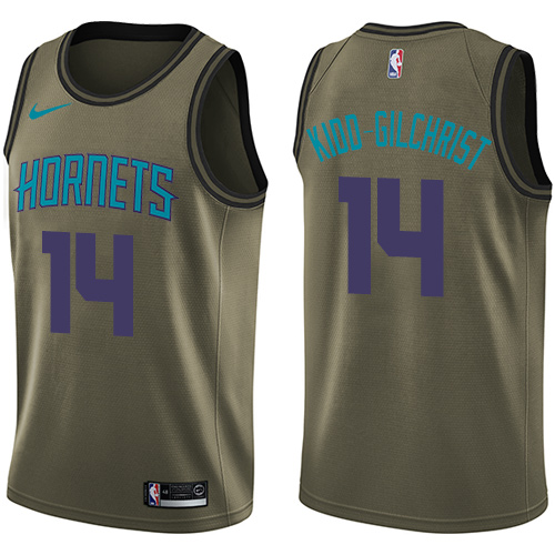 Men's Nike Charlotte Hornets #14 Michael Kidd-Gilchrist Swingman Green Salute to Service NBA Jersey