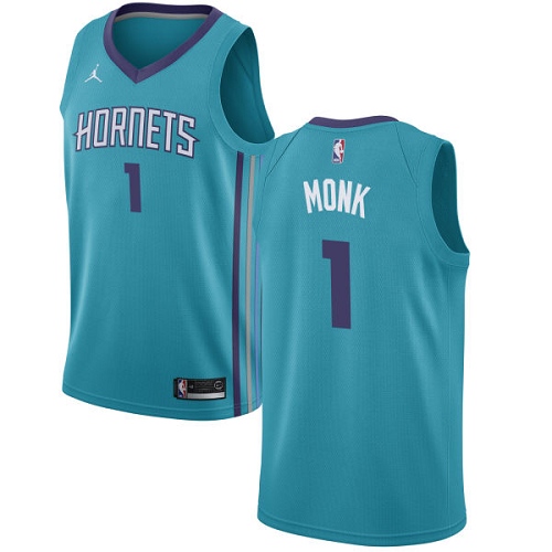 Men's Nike Jordan Charlotte Hornets #1 Malik Monk Authentic Teal NBA Jersey - Icon Edition