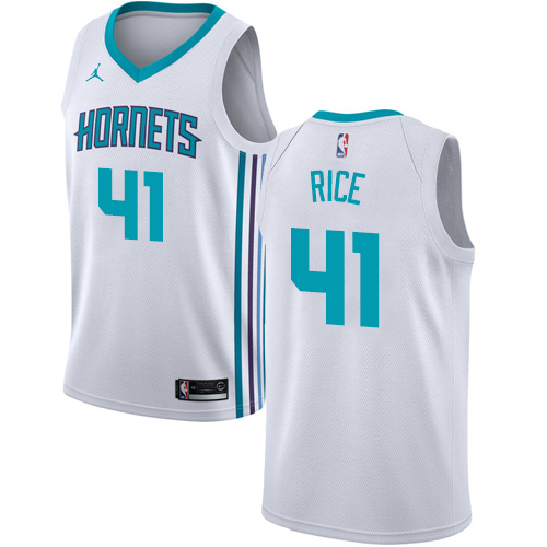 Men's Nike Jordan Charlotte Hornets #41 Glen Rice Authentic White NBA Jersey - Association Edition