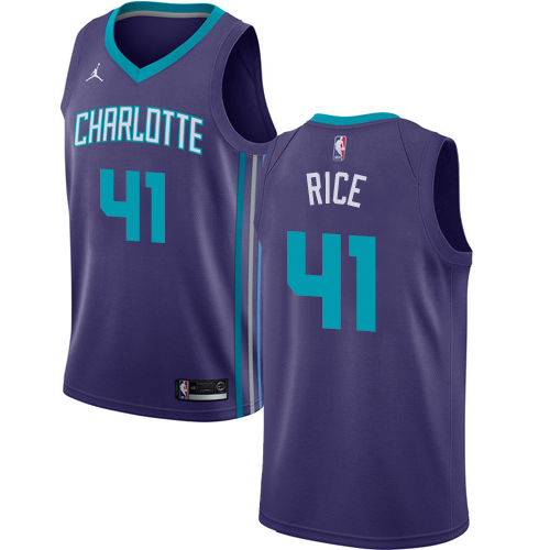 Men's Nike Jordan Charlotte Hornets #41 Glen Rice Authentic Purple NBA Jersey Statement Edition