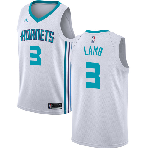 Men's Nike Jordan Charlotte Hornets #3 Jeremy Lamb Swingman White NBA Jersey - Association Edition