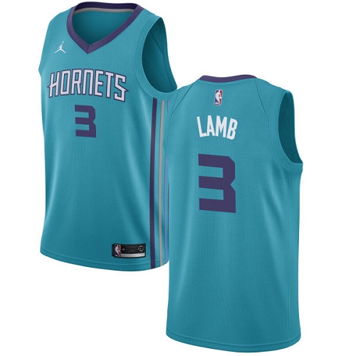 Men's Nike Jordan Charlotte Hornets #3 Jeremy Lamb Authentic Teal NBA Jersey - Icon Edition