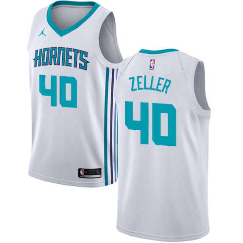 Men's Nike Jordan Charlotte Hornets #40 Cody Zeller Authentic White NBA Jersey - Association Edition