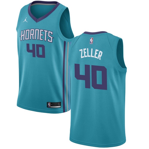 Men's Nike Jordan Charlotte Hornets #40 Cody Zeller Authentic Teal NBA Jersey - Icon Edition