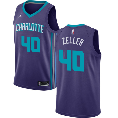 Men's Nike Jordan Charlotte Hornets #40 Cody Zeller Authentic Purple NBA Jersey Statement Edition